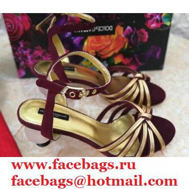Dolce & Gabbana Spherical Acrylic Heel 6.5cm Suede Sandals Burgundy 2021 - Click Image to Close